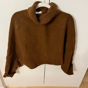 Cropped cowl neck sweater